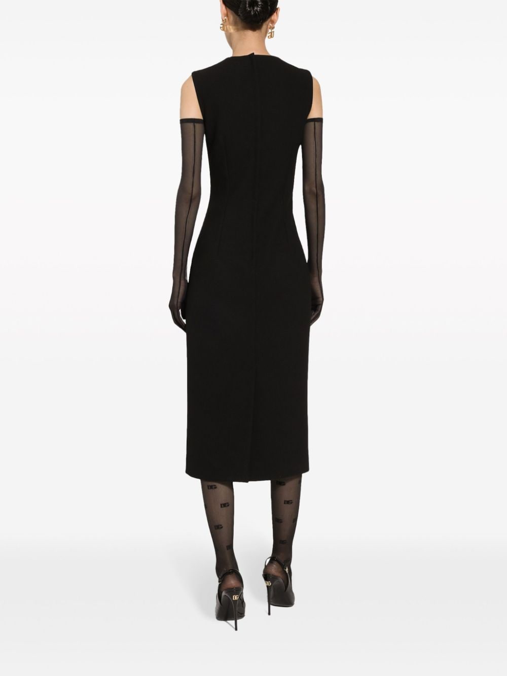 Shop Dolce & Gabbana Round-neck Sleeveless Midi Dress In Schwarz