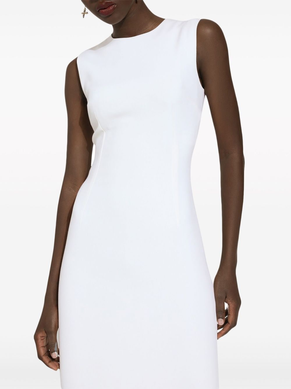 Shop Dolce & Gabbana Sleeveless Midi Dress In White