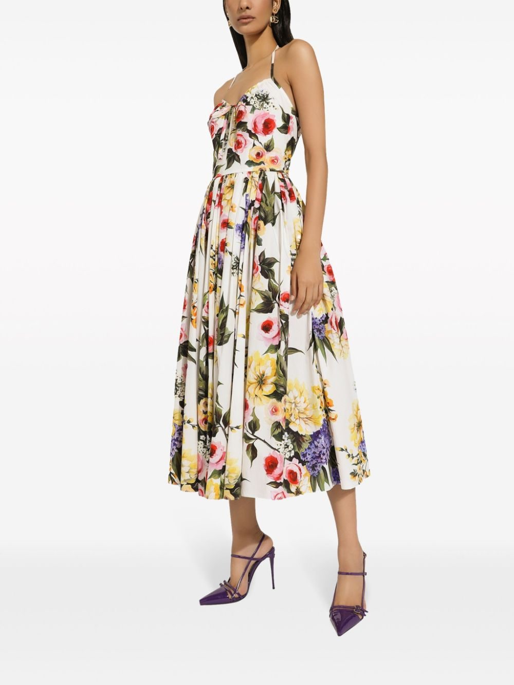 Dolce & Gabbana Midi-jurk met print Beige