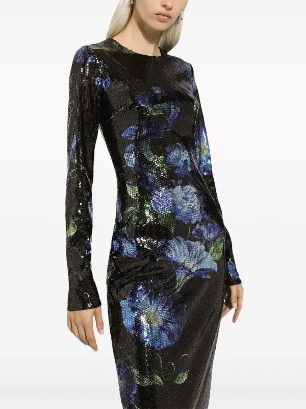 dolce and gabbana floral sequin dress Dolce & Gabbana Multicolor Floral Sequined Shift Mini Dress