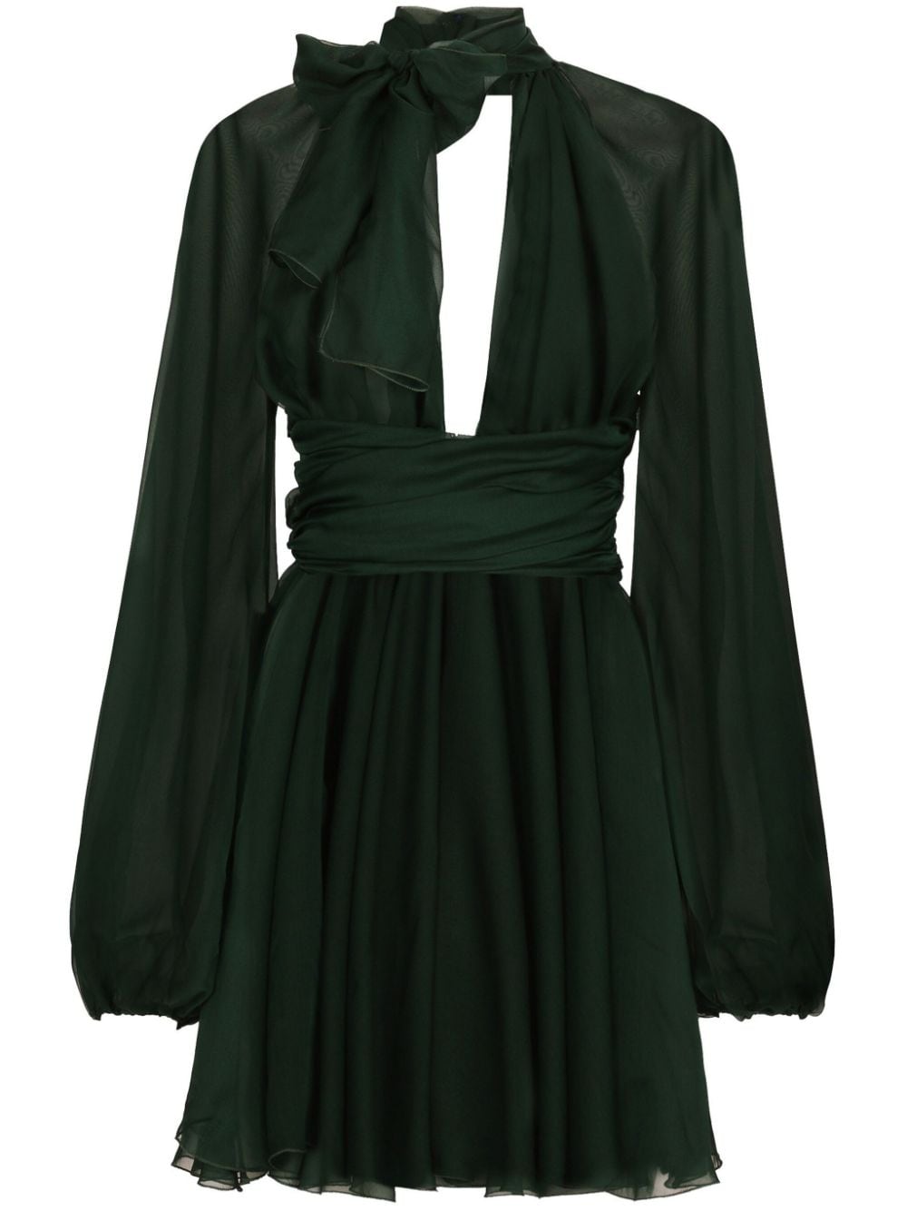 Dolce & Gabbana V-neck Silk Dress In Green