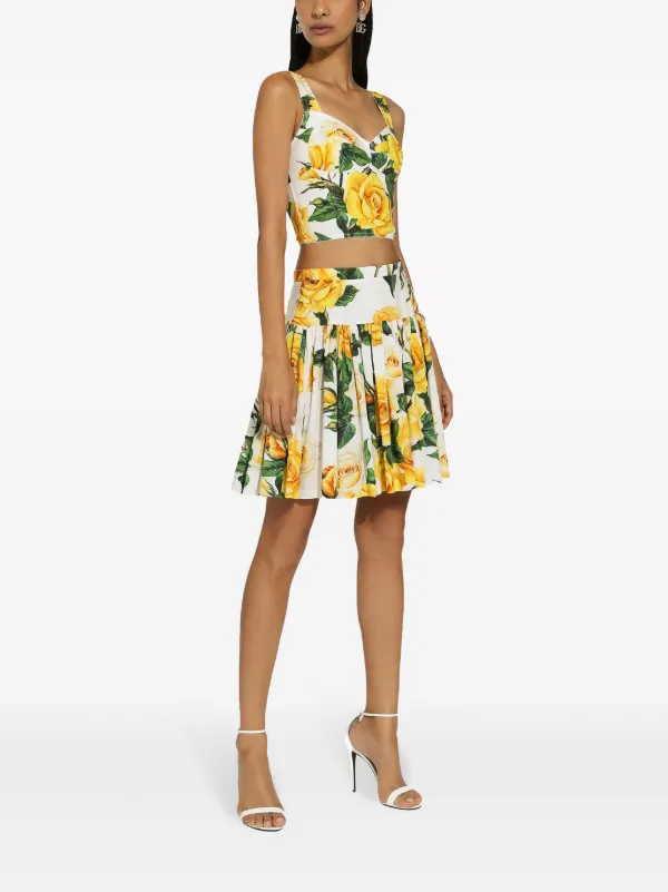 Dolce & Gabbana rose-print Corset Top | White | FARFETCH