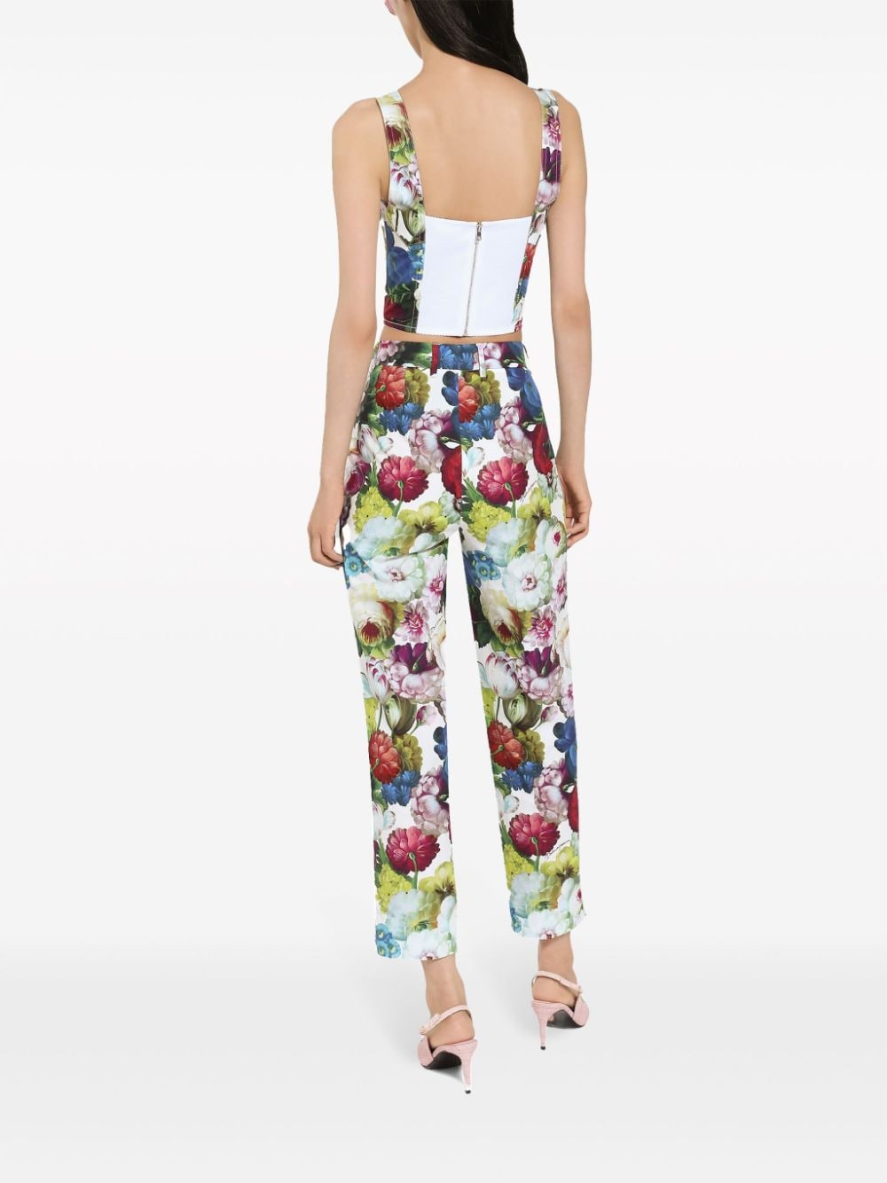 Shop Dolce & Gabbana Floral-print Corset Top In Weiss