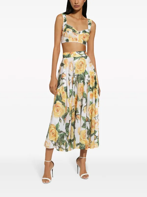 Dolce & Gabbana rose-print sequin-embellished Corset Top
