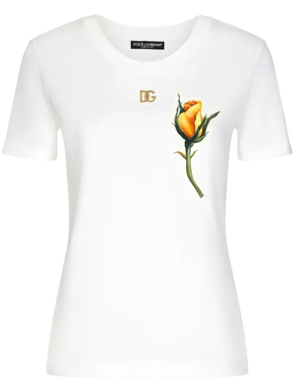 Dolce & Gabbana T-SHIRT WITH APPLIQUE コットン Tシャツ ロゴ DOLCE&GABBANA Logo-Appliquéd Cotton-Piqué T-Shirt for Men