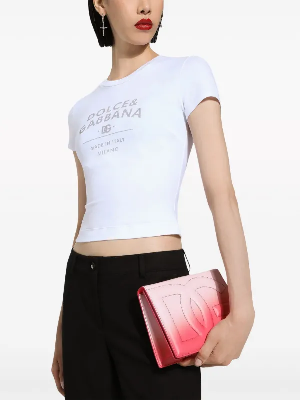 DOLCE&GABBANA レディース コットン Tシャツ ロゴ Jersey T-shirt with Dolce&Gabbana logo lettering in White