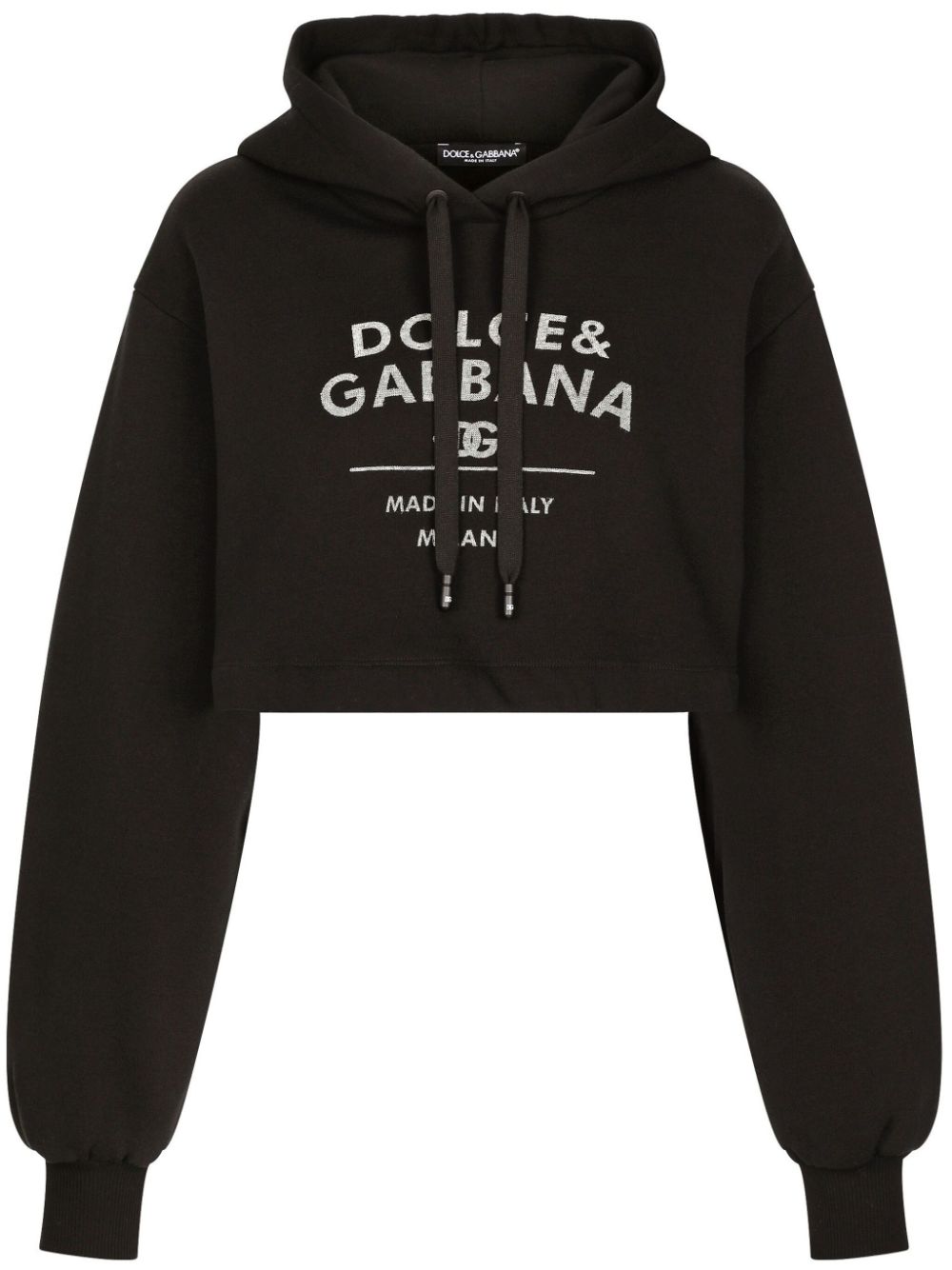 Shop Dolce & Gabbana Logo-print Cotton-blend Hoodie In Black
