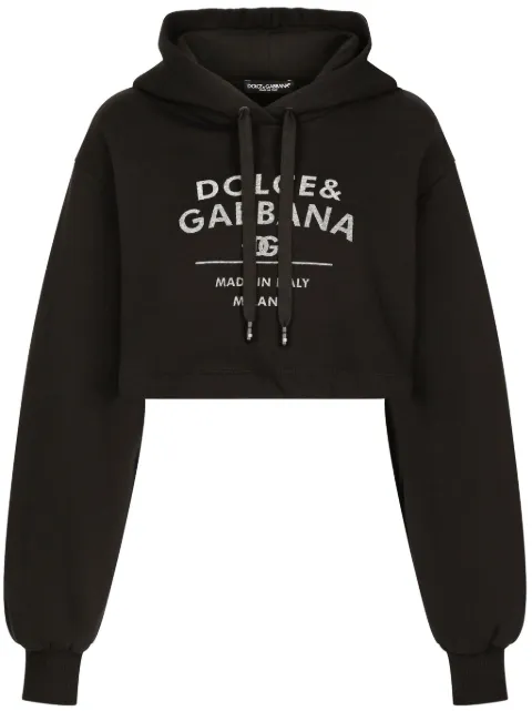 Dolce & Gabbana هودي مزيج قطن بطبعة شعار الماركة