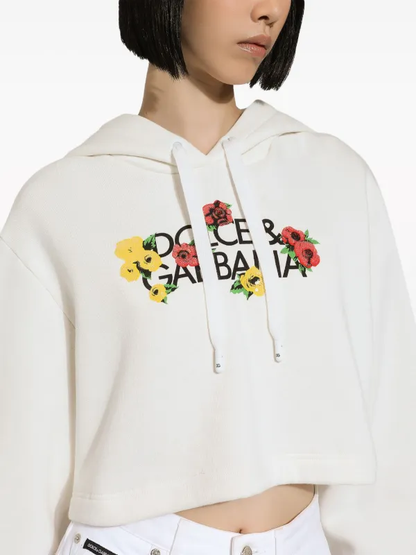 Dolce & Gabbana ロゴアップリケ フーディー パーカー ホワイト Dolce & Gabbana ロゴアップリケ フーディー パーカー ホワイト