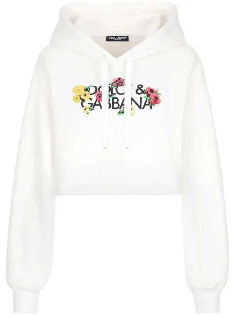 Dolce & Gabbana floral-logo cropped hoodie