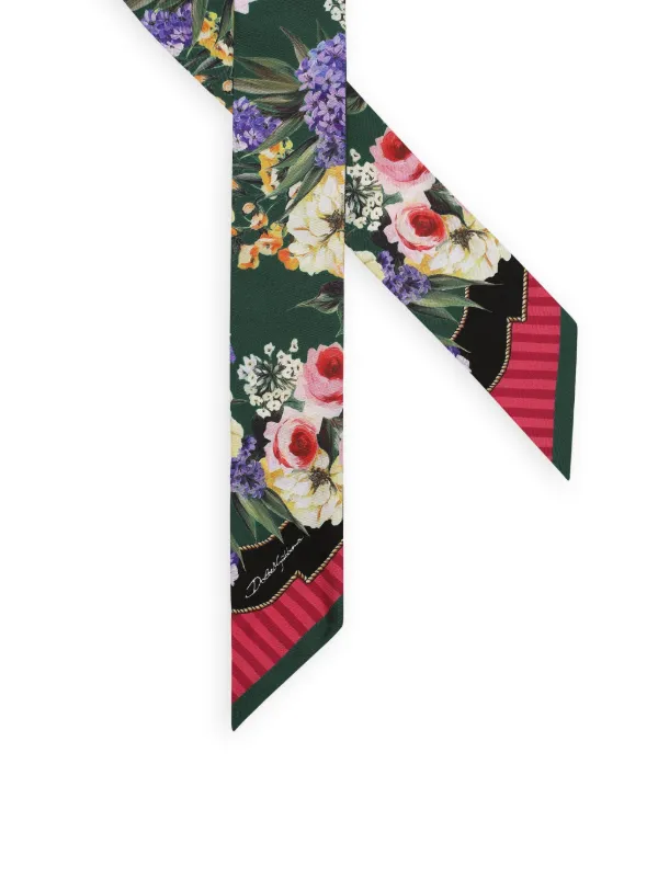 Dolce & Gabbana floral-print Silk Scarf | Green | FARFETCH
