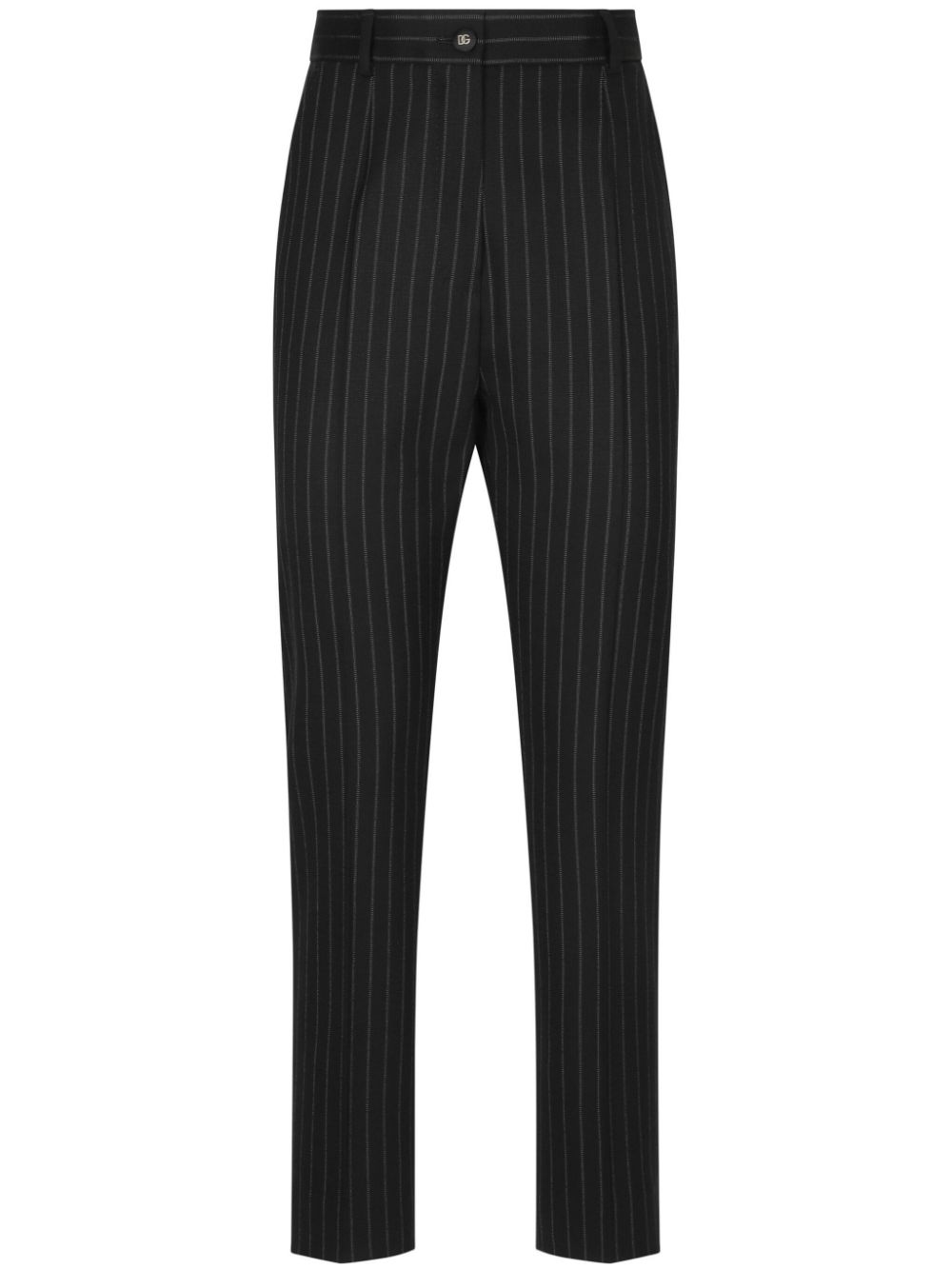 Shop Dolce & Gabbana Wool Tapered Trousers In Black