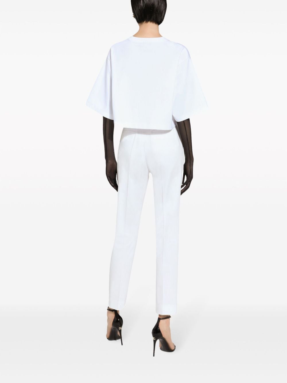 Shop Dolce & Gabbana High-waisted Gabardine Trousers In White