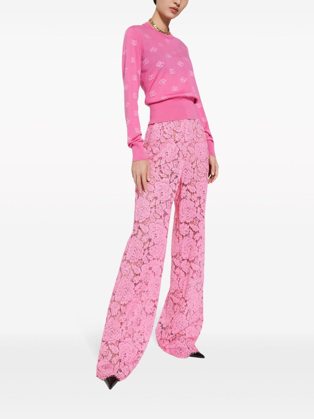 Dolce & Gabbana Broek met wijde pijpen Roze