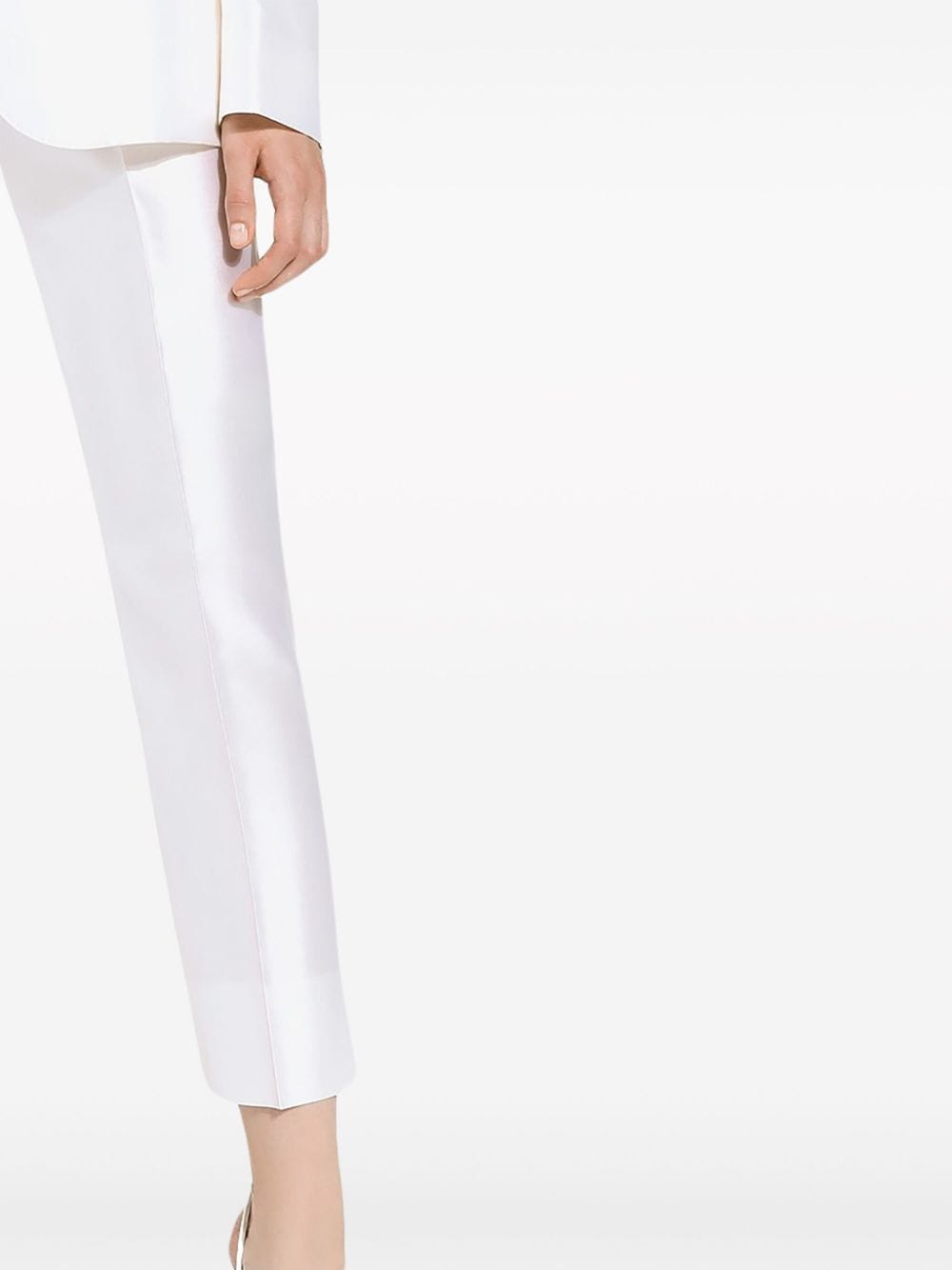 Shop Dolce & Gabbana Silk Tailored Trousers In White