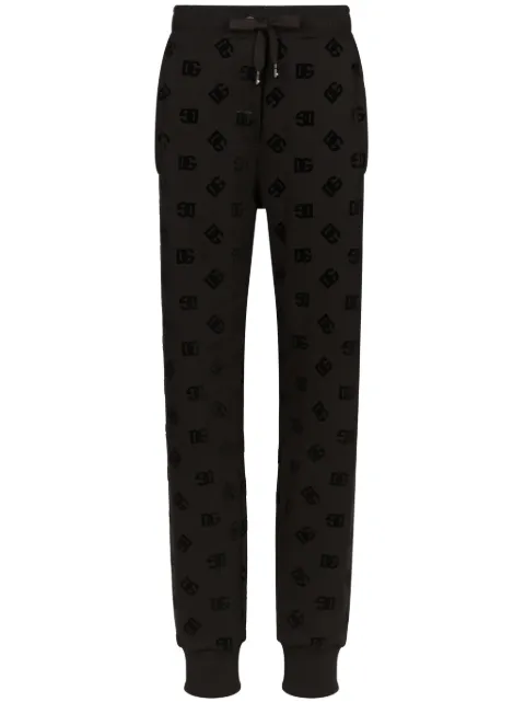 Dolce & Gabbana logo-flocked cotton track pants