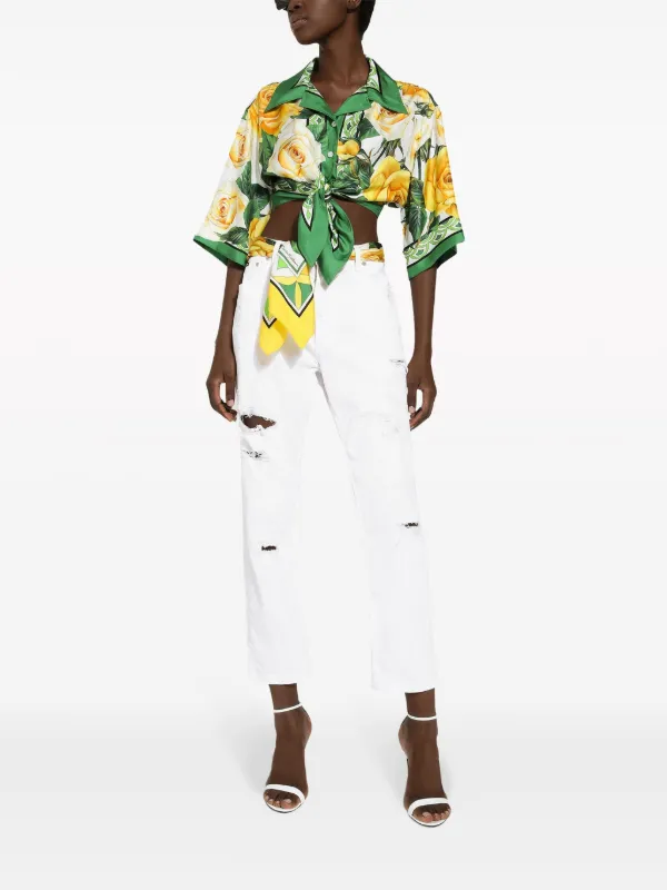 Dolce & Gabbana ダメージ ストレートジーンズ | ホワイト | FARFETCH JP