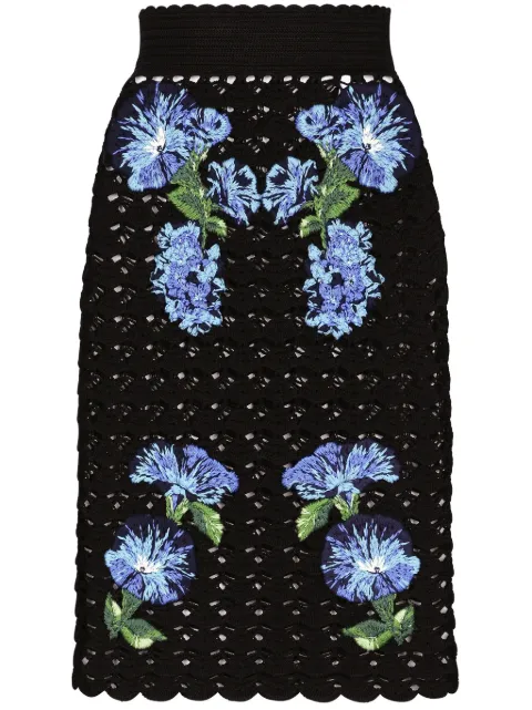 Dolce & Gabbana Campanula floral-pattern crochet skirt