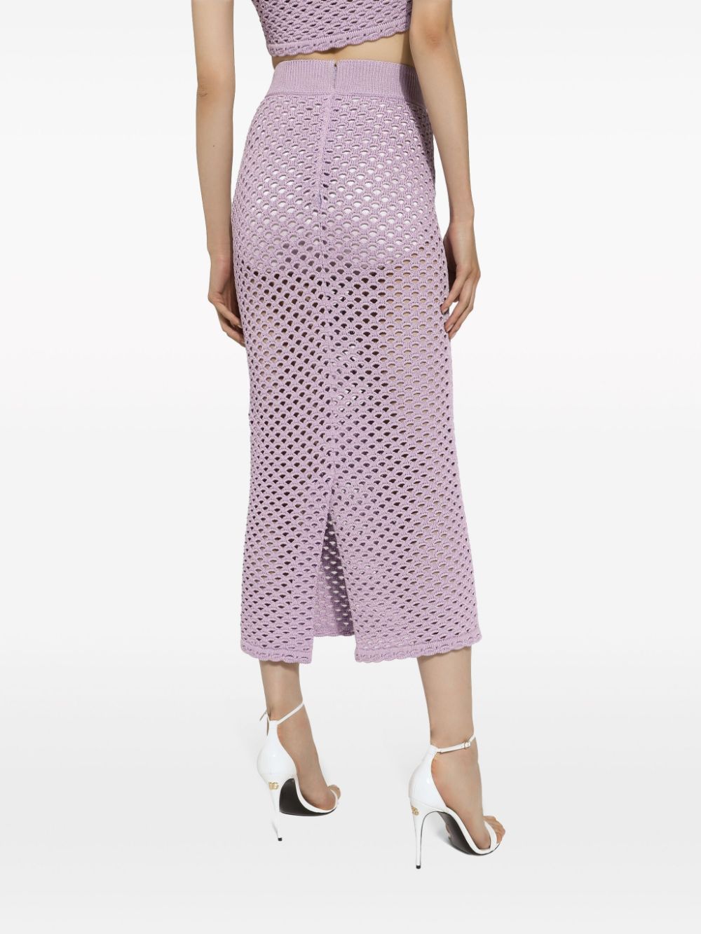 Shop Dolce & Gabbana Crochet-knit High-waist Skirt In Purple