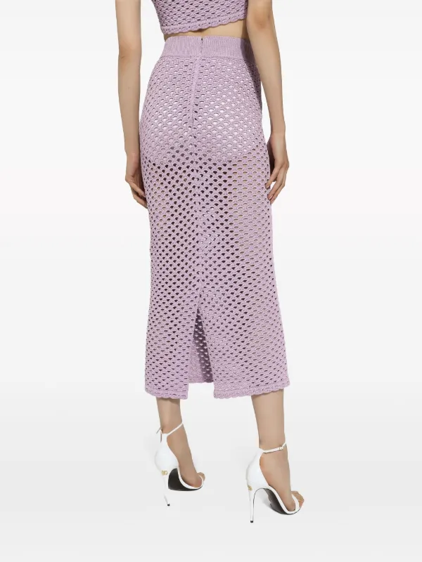 スカート Dolce & Gabbana Violet Long Skirt With Ruffle Hem Long ruffled skirt in gardenia-print cotton in Print for