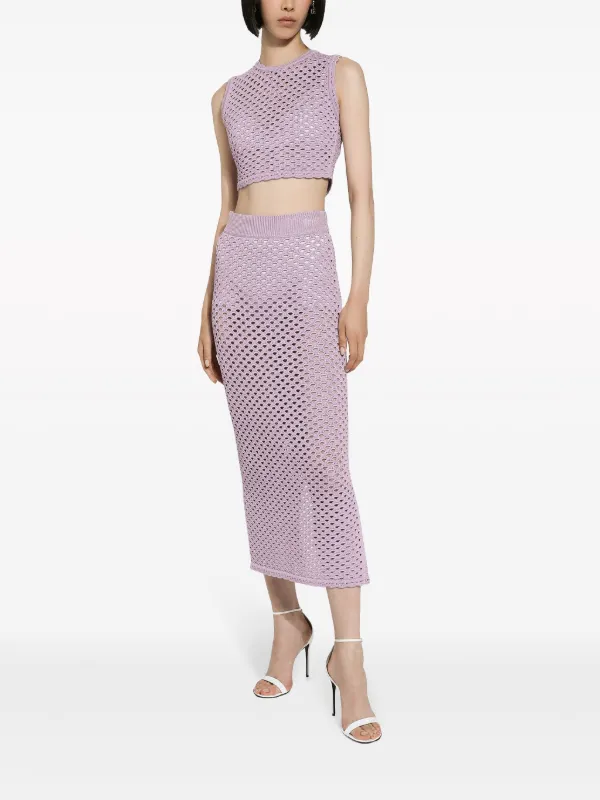 Dolce & Gabbana crochet-knit high-waist Skirt | Purple