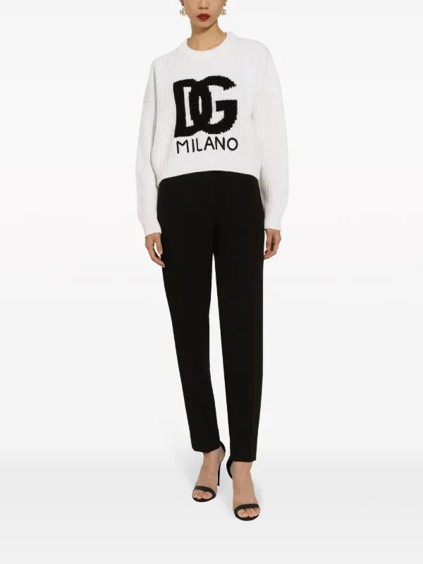 Dolce & Gabbana DG Logo Knit Jumper | White | FARFETCH