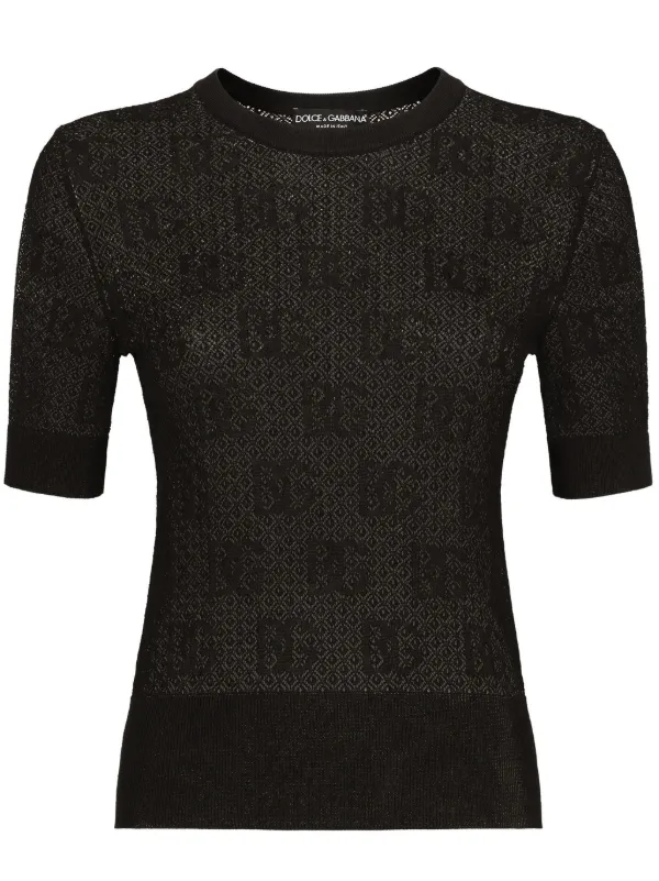 【Dolce & Gabbana】DGモノグラムプリントラウンドネックTシャツ Short-sleeved T-shirt with DG logo patch in White for Men