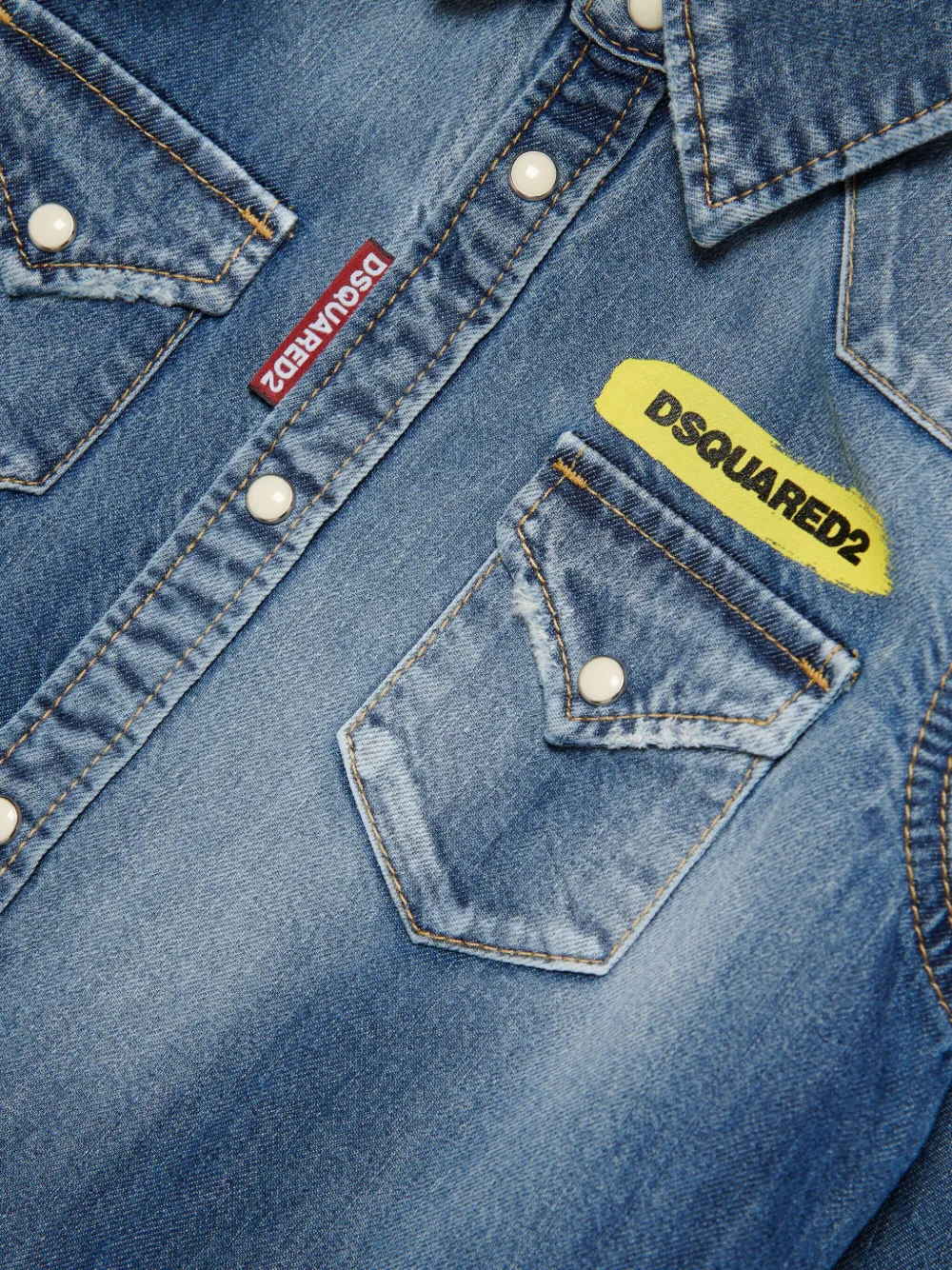 Shop Dsquared2 Press-stud Fastening Denim Shirt In Blue