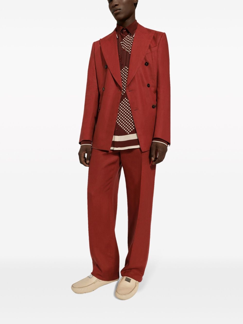 Shop Dolce & Gabbana Double-breasted Linen Blazer In Red