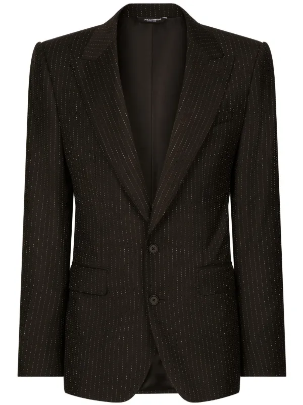 Dolce & Gabbana Pinstripe Wool Blazer | Black | FARFETCH