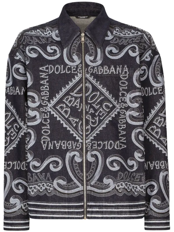 青 MA-1ジャケット DOLCE&GABBANA Stretch denim jacket in Multicolor for Men | Dolce&Gabbana® US