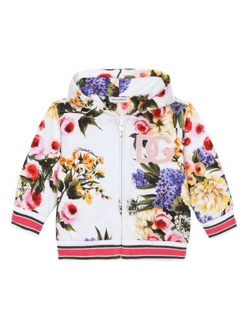 Dolce & Gabbana Kids blommig jacka med huva