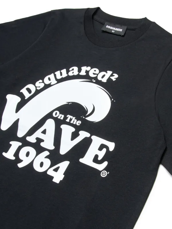 DSQUARED2 KIDS Wave 1964-print Cotton T-shirt | Black