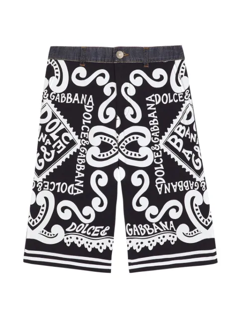 Dolce & Gabbana Kids شورت برمودا جينز بطبعة جرافيك 