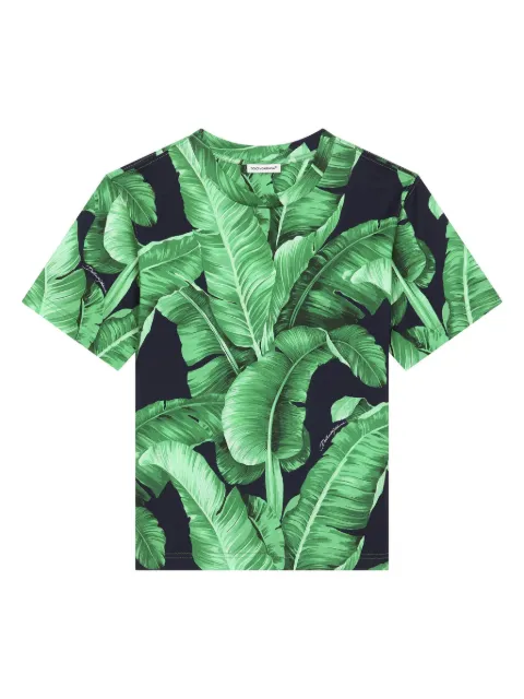 Dolce & Gabbana Kids leaf-print cotton T-shirt 