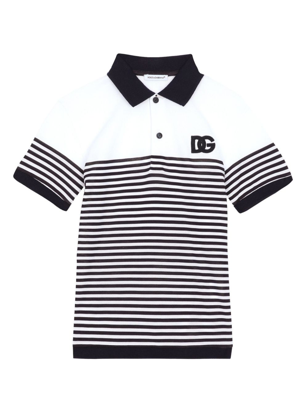 Shop Dolce & Gabbana Striped Cotton Polo Shirt In White