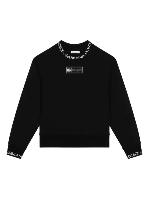 Dolce & Gabbana Kids سويت شيرت قطن بأبليكة شعار الماركة