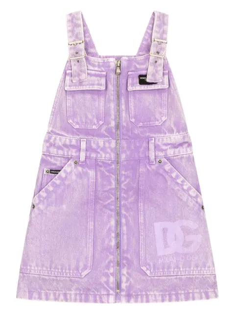 Dolce & Gabbana Kids logo-print denim pinafore dress