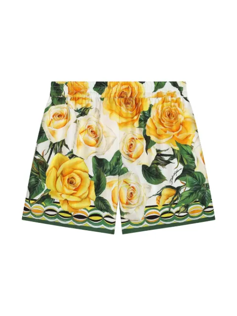 Dolce & Gabbana Kids rose-print cotton shorts