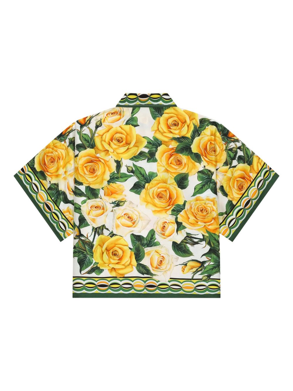 Dolce & Gabbana Kids Zijden shirt met roosprint - Geel