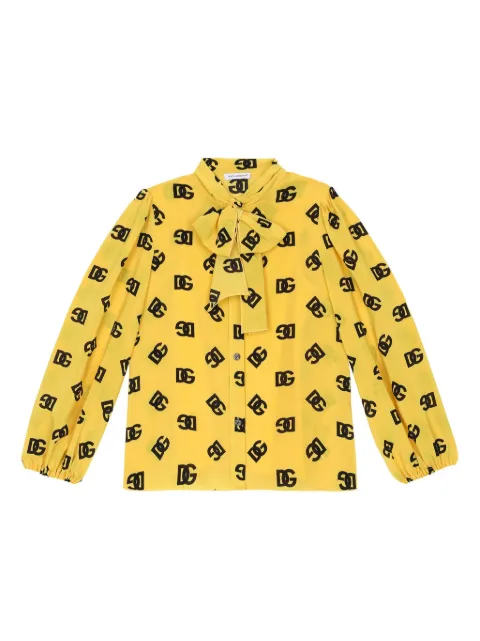 Dolce & Gabbana Kids DG-print pussy-bow shirt