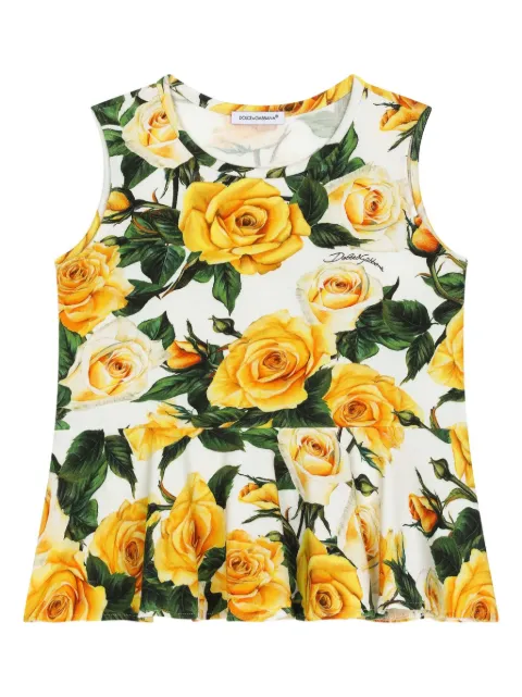 Dolce & Gabbana Kids rose-print cotton blouse