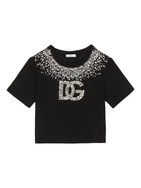 Dolce & Gabbana Kids DG-rhinestone cotton T-shirt