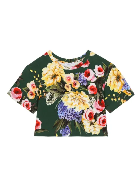 Dolce & Gabbana Kids Giardino-print crop T-shirt