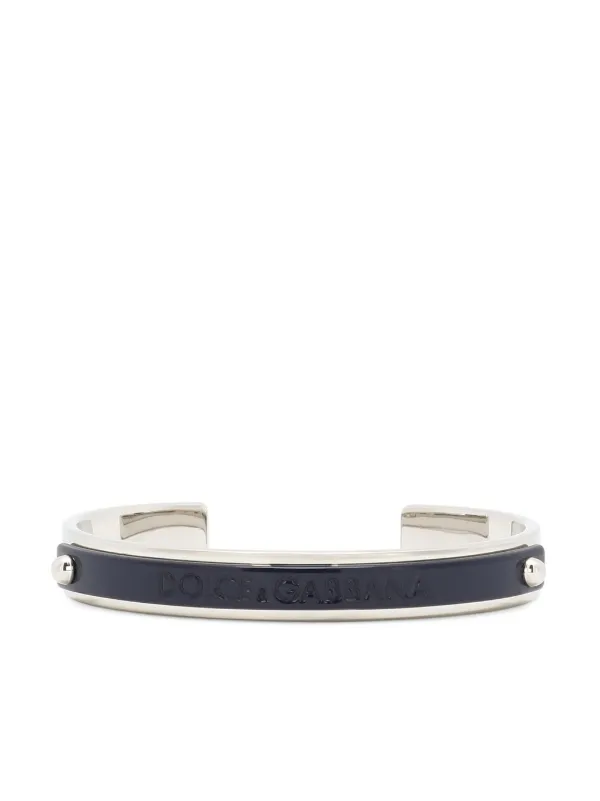 Dolce Gabbana logo-debossed two-tone Bracelet Blue