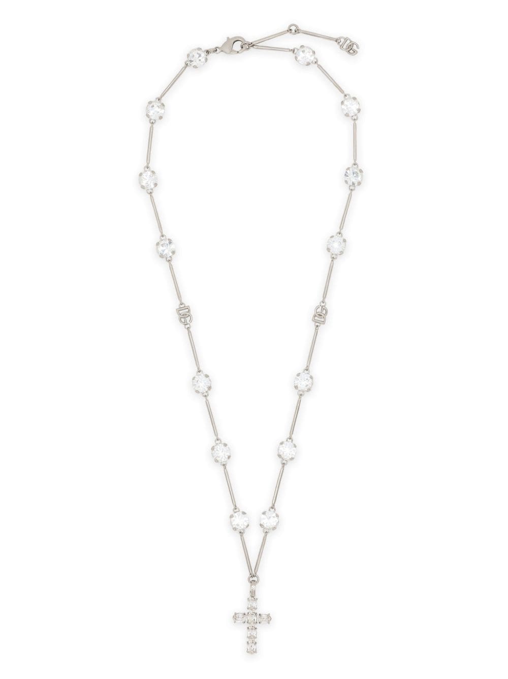 Shop Dolce & Gabbana Crystal-embellished Cross-pendant Necklace In Silber