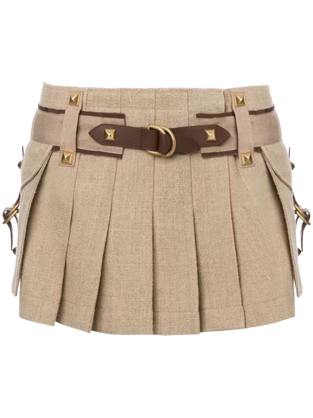 Alberta Ferretti Linnen mini-plooirok Beige