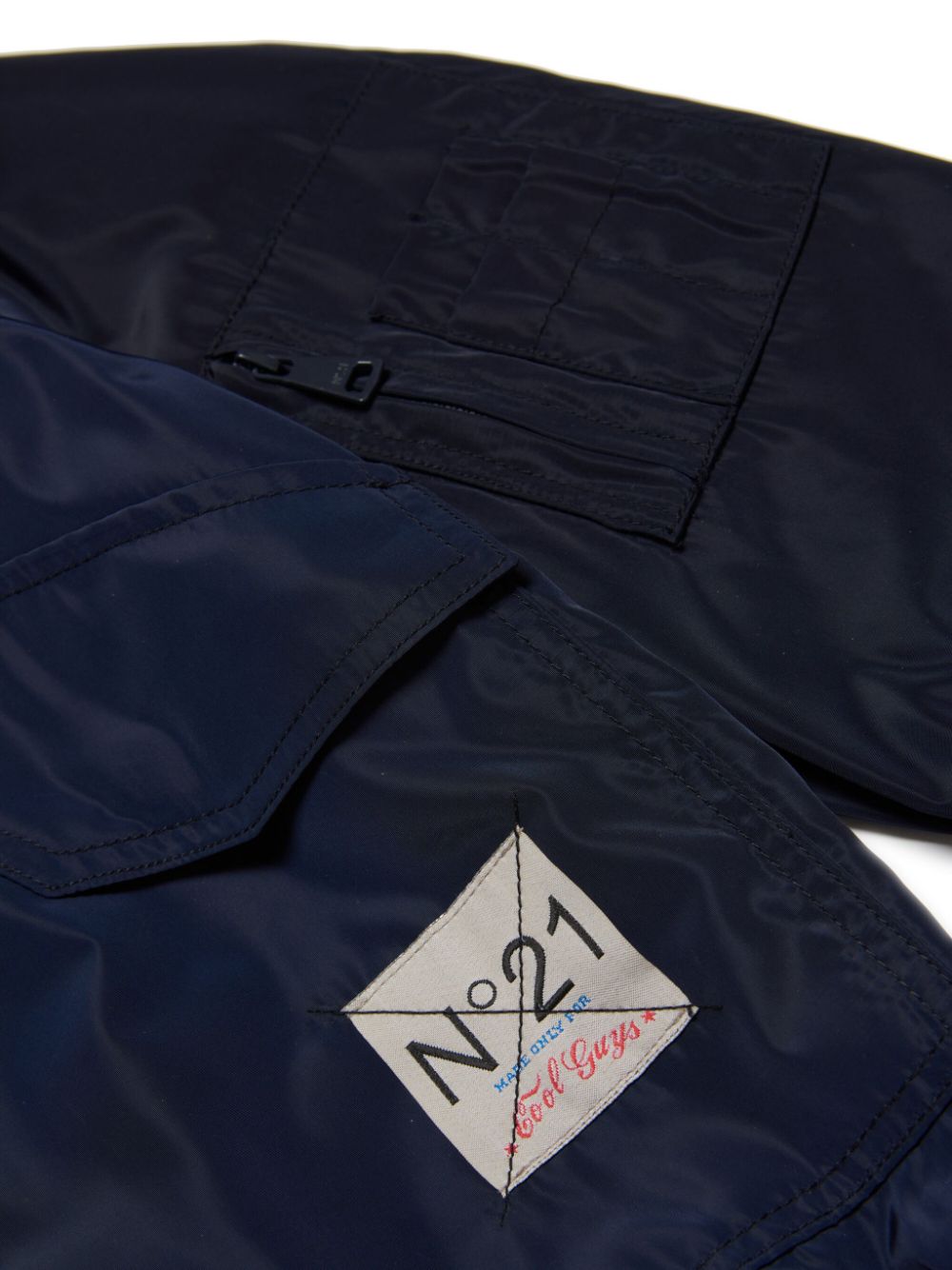 Shop N°21 Logo-print Zipped Bomber Jacket In Blue