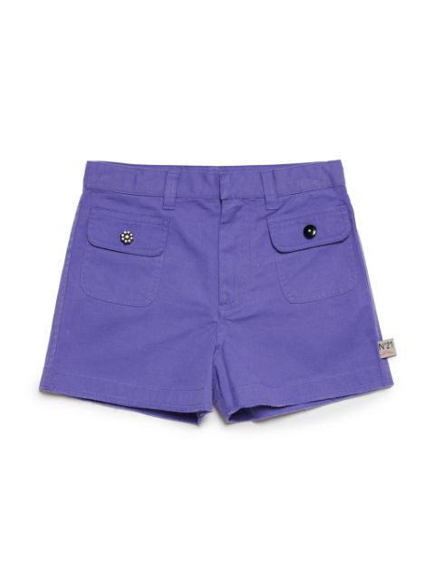 Nº21 Kids logo-tag cotton shorts