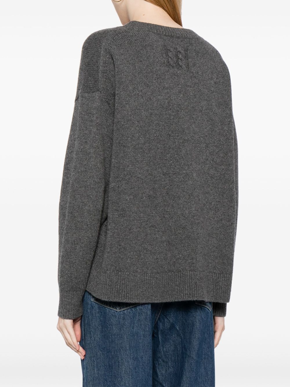 Shop Nili Lotan Logo Intarsia-knit Cashmere Jumper In Grey